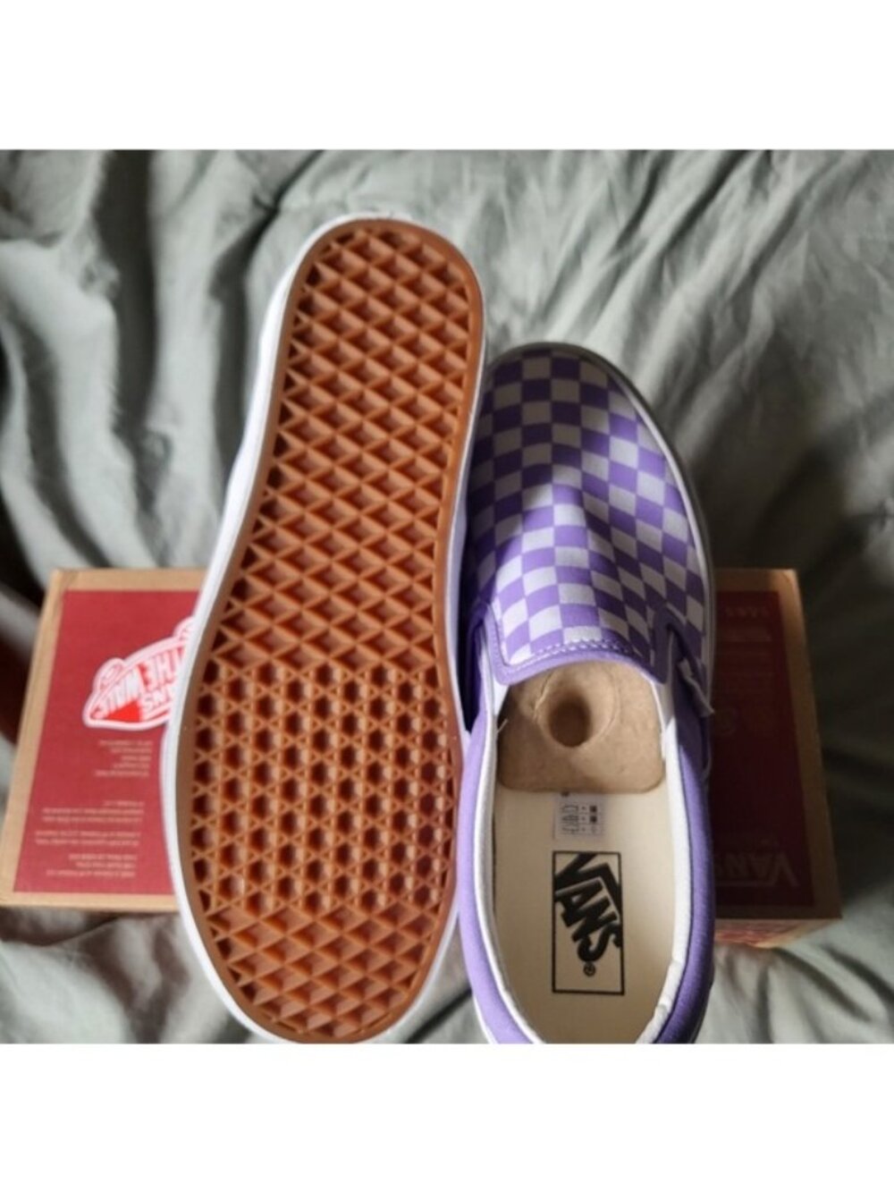 Vans Canvas Slip On Men 12 Checkerboard Violet Tulip Classic 062026 - Picture 5 of 7